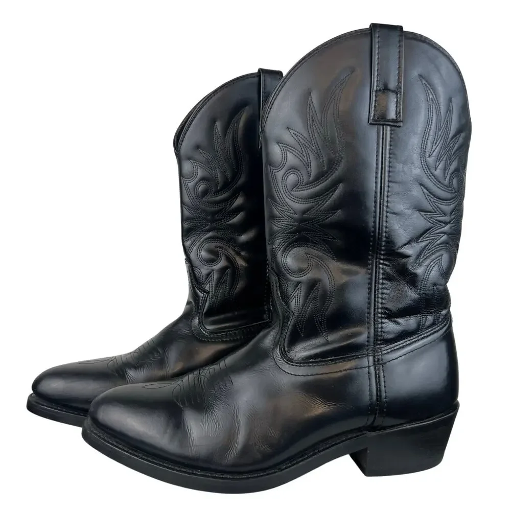 Laredo Men's Black Genuine Leather Paris Western Cowboy Boots (Sz 11 Extra Wide)